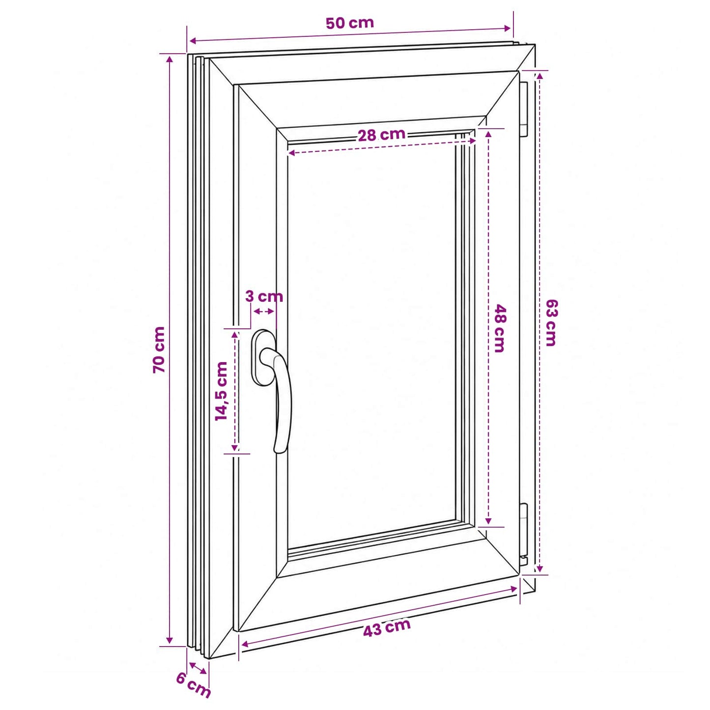 Tilt & Turn DIN Right Basement Window RISOR 50 x 70 cm