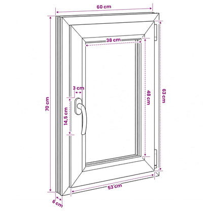Basement Window Internal Colour White RISOR 60 x 70 cm