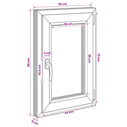 Basement Window Internal Colour White RISOR 50 x 80 cm