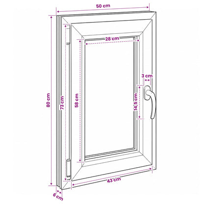 Basement Window Internal Colour White RISOR 50 x 80 cm