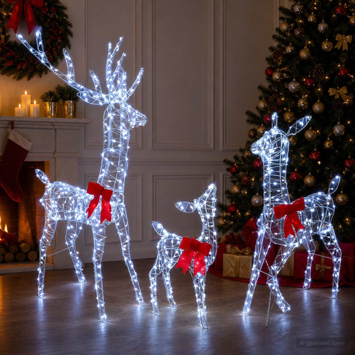 Christmas LED Reindeer Family 700 LEDs Cold White