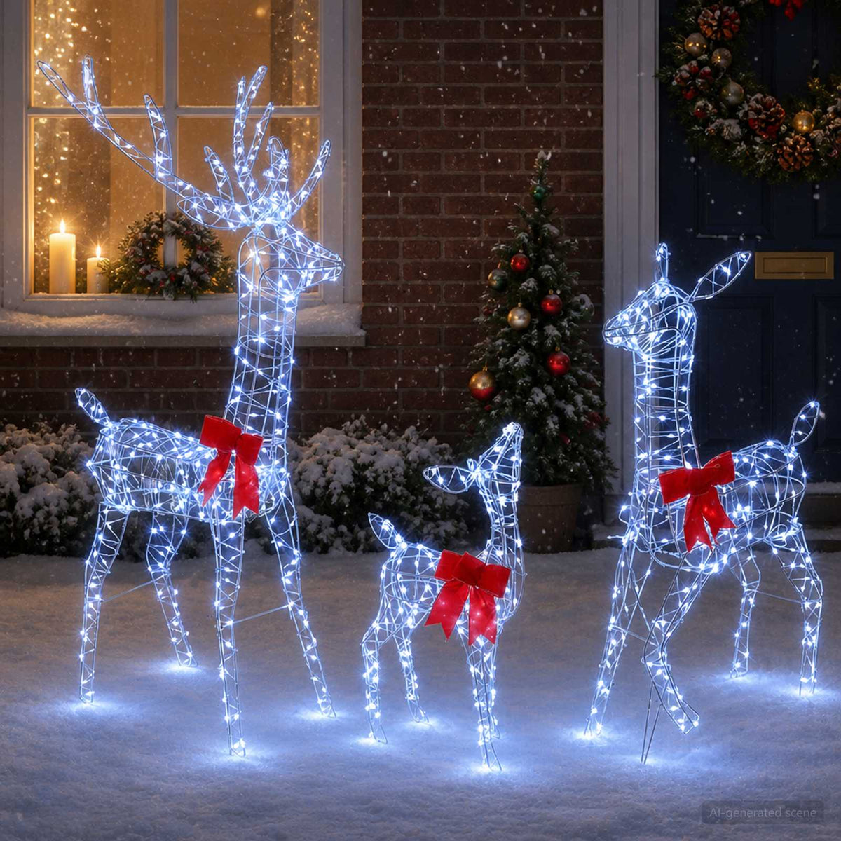 Christmas LED Reindeer Family 700 LEDs Cold White