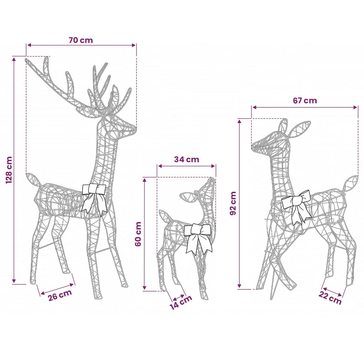 Christmas LED Reindeer Family 700 LEDs Cold White