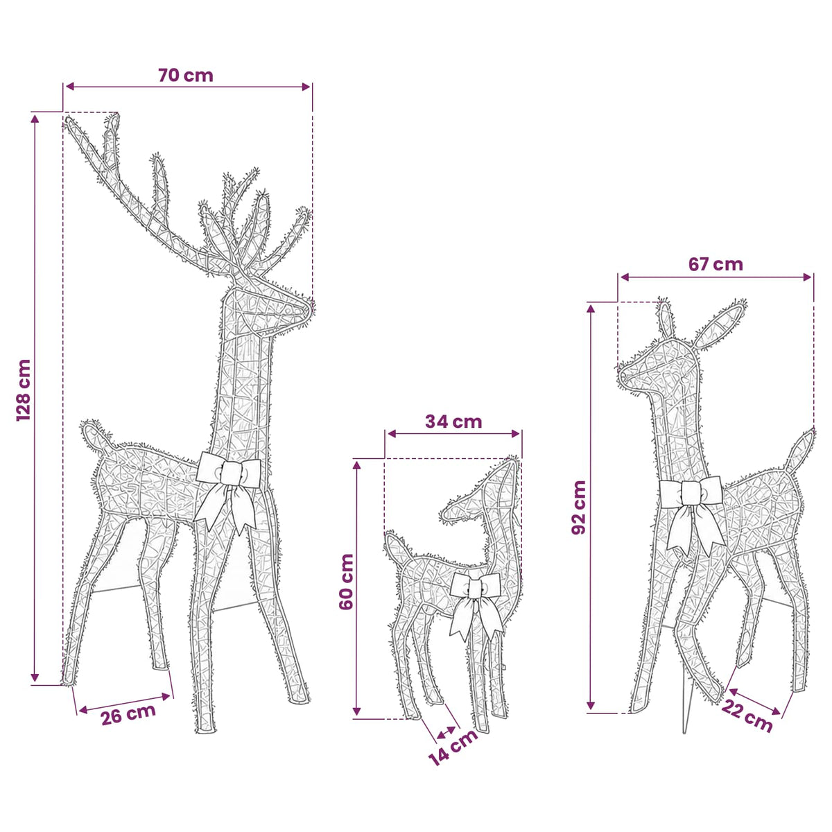Christmas LED Reindeer Family 300 LEDs Warm White