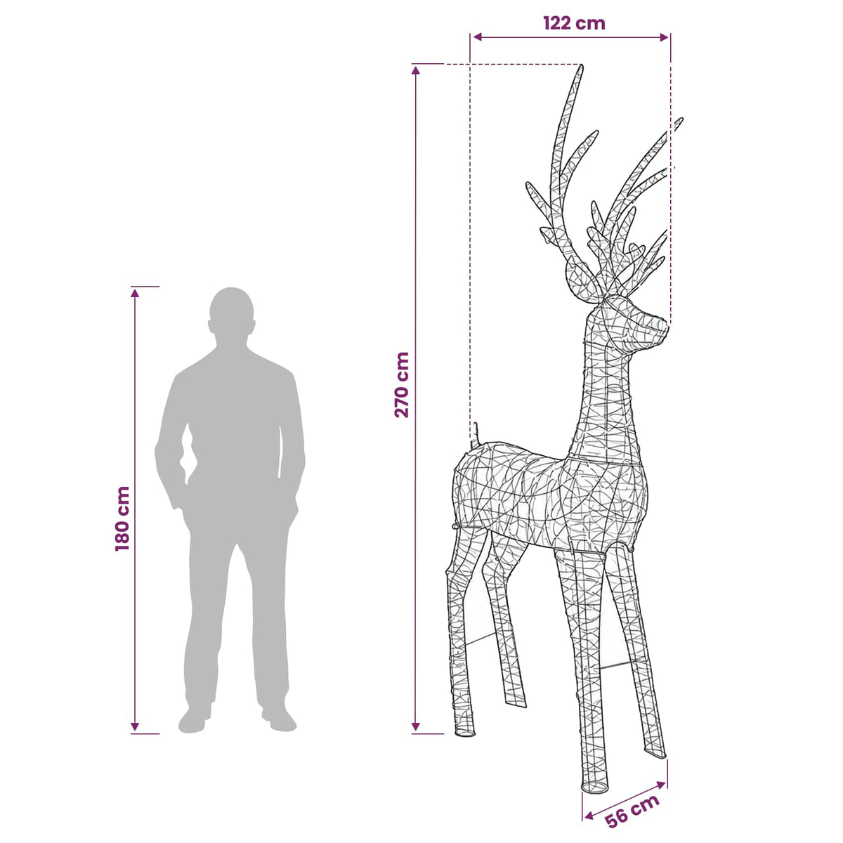 Christmas LED Reindeer Motif Light 1000 LEDs Cold White