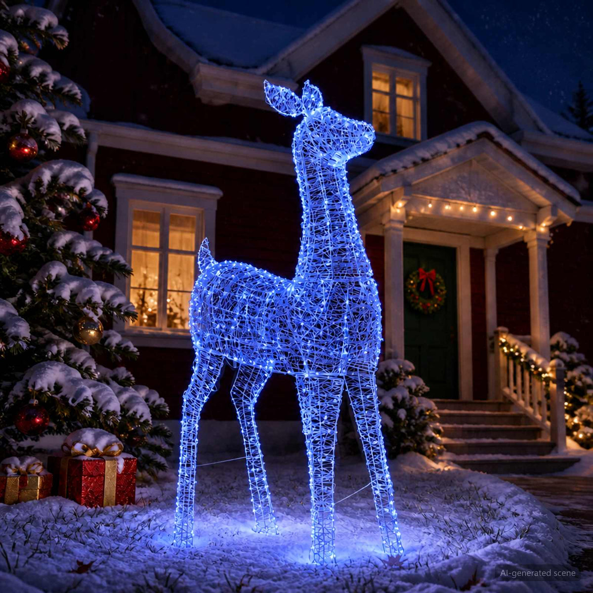 Christmas LED Reindeer Motif Light LOVIISA 900 LEDs Blue