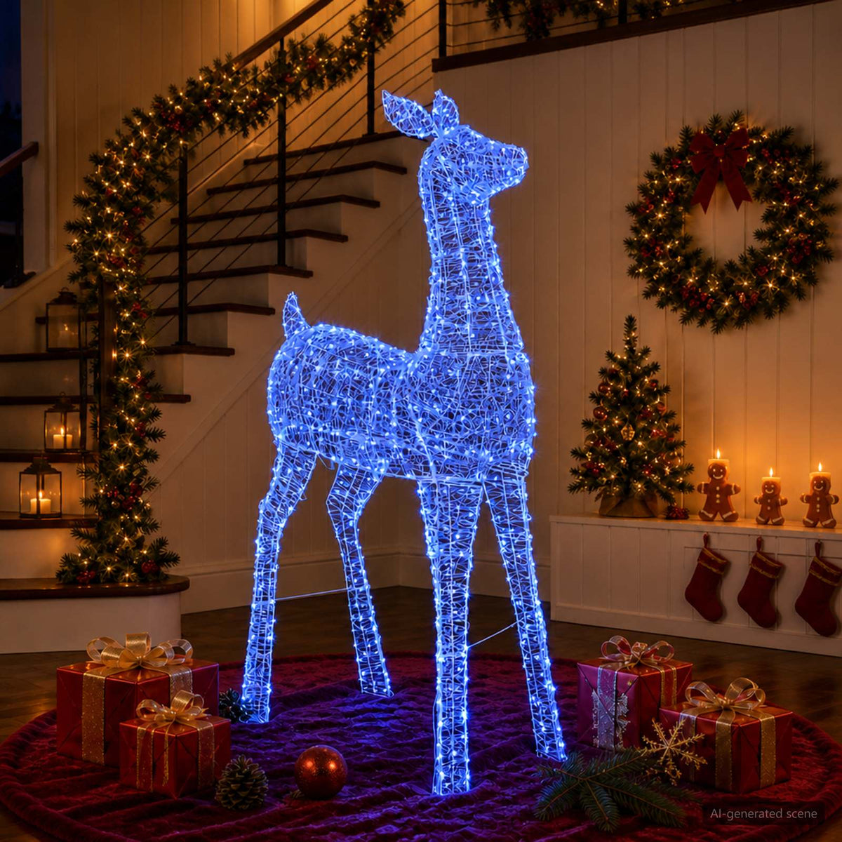 Christmas LED Reindeer Motif Light LOVIISA 900 LEDs Blue