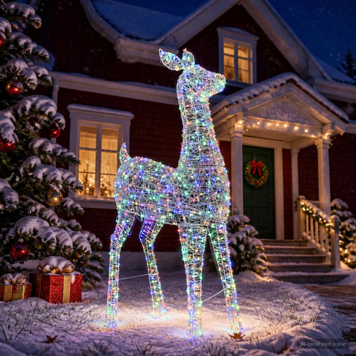 Christmas LED Reindeer Motif Light LOVIISA 900 LEDs Multicolour