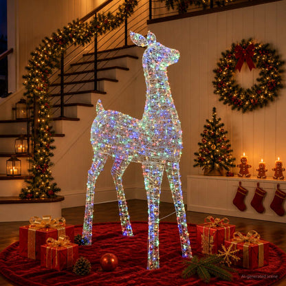 Christmas LED Reindeer Motif Light LOVIISA 900 LEDs Multicolour