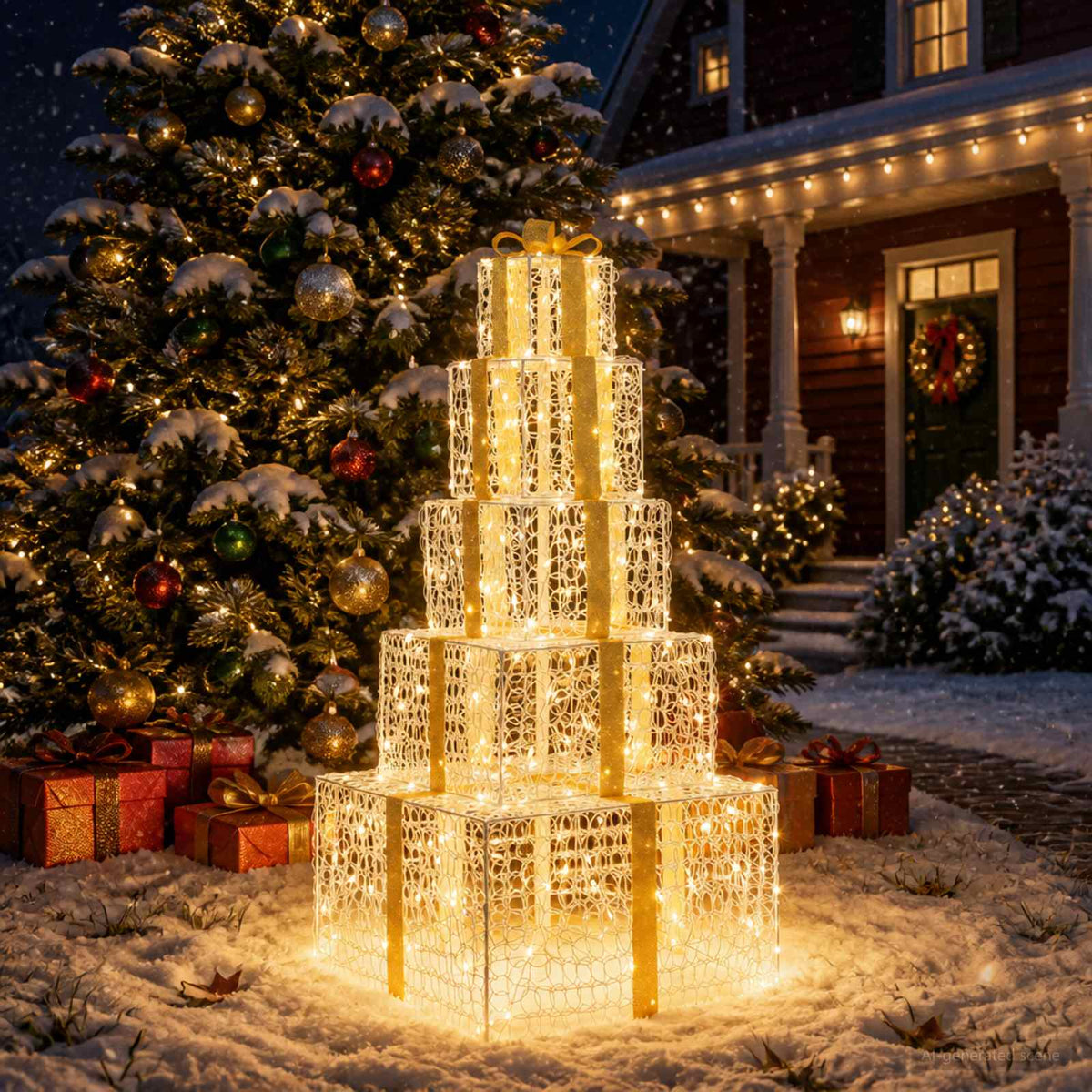 Christmas LED Gift Box Stack 250 LEDs Warm White