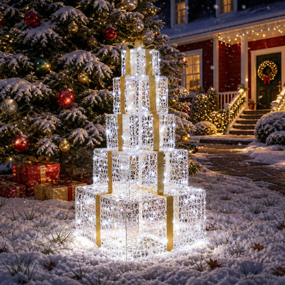 Christmas LED Gift Box Stack 250 LEDs Cold White