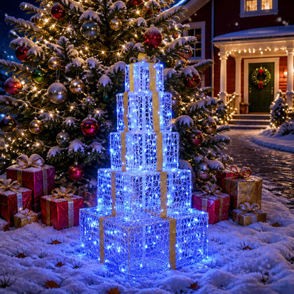 Christmas LED Gift Box Stack 250 LEDs Blue 56 x 56 x 120 cm