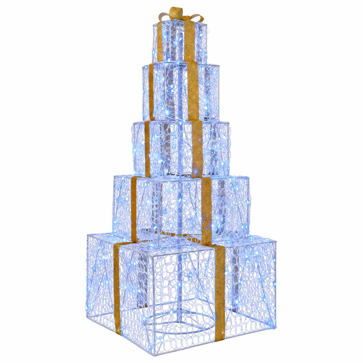 Christmas LED Gift Box Stack 250 LEDs Blue 56 x 56 x 120 cm