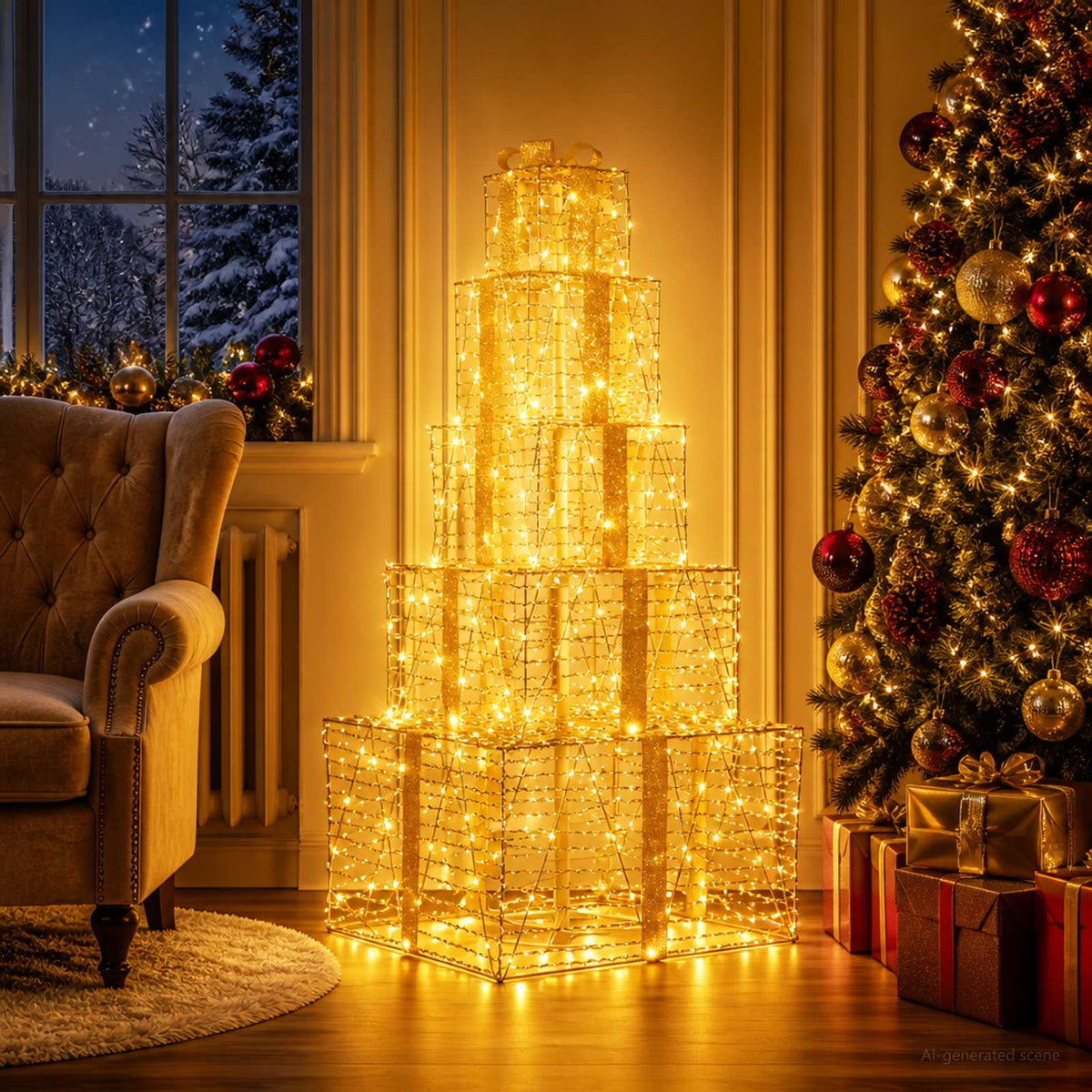 Christmas LED Gift Box Stack 250 LEDs Warm White