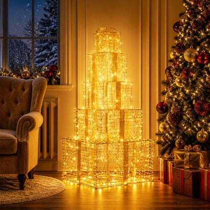 Christmas LED Gift Box Stack 250 LEDs Warm White