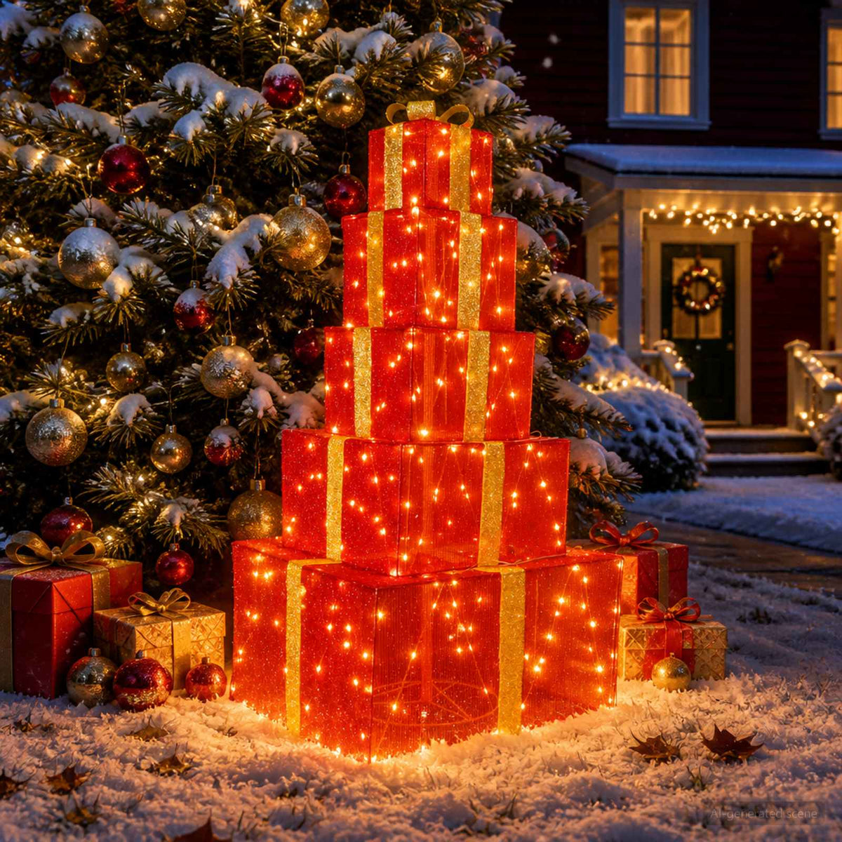 Christmas LED Gift Box Stack 250 LEDs Warm White