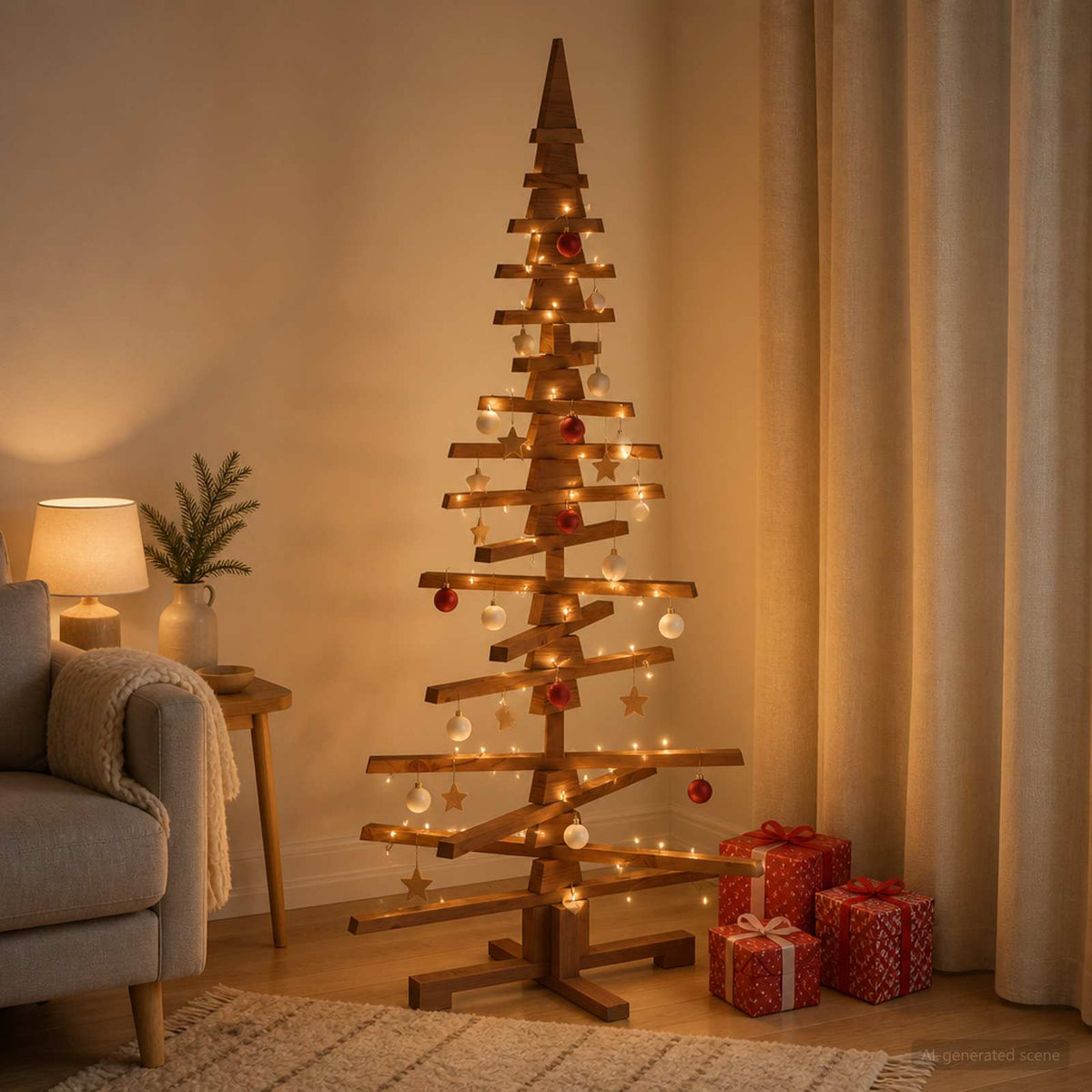 Wooden Christmas Tree KOTKA 150 cm Solid Pine Wood