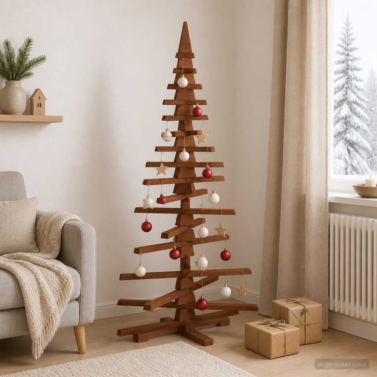 Wooden Christmas Tree KOTKA 150 cm Solid Pine Wood