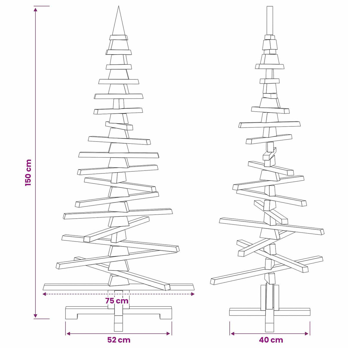 Wooden Christmas Tree KOTKA 150 cm Solid Pine Wood