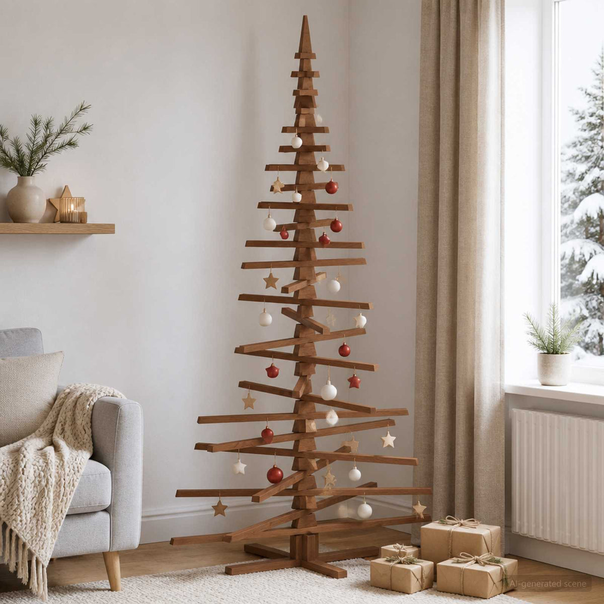 Wooden Christmas Tree KOTKA 210 cm Solid Pine Wood