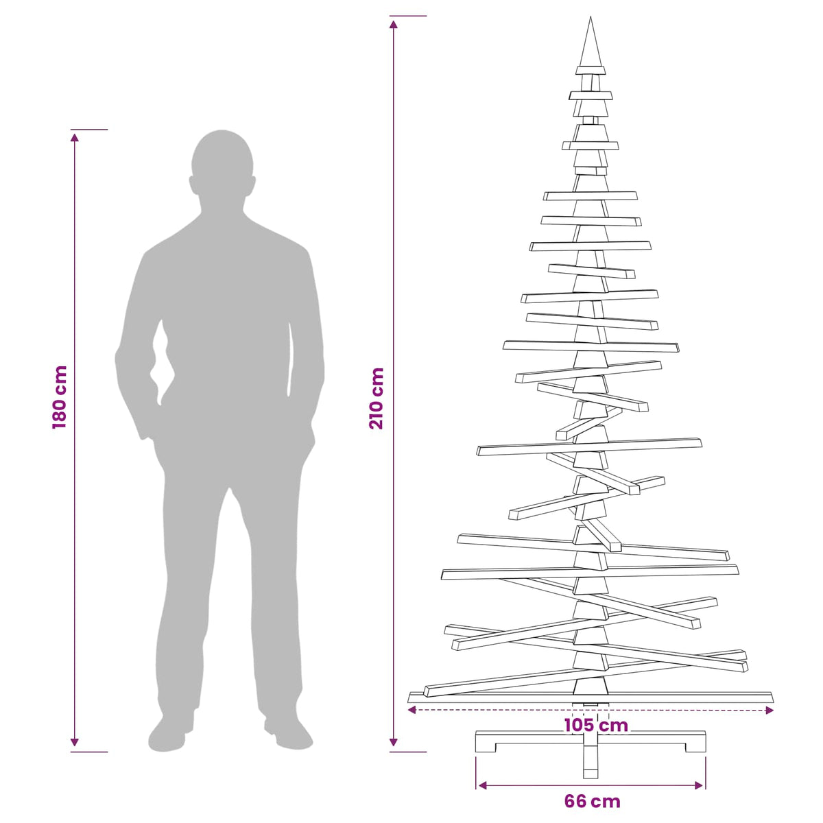 Wooden Christmas Tree KOTKA 210 cm Solid Pine Wood