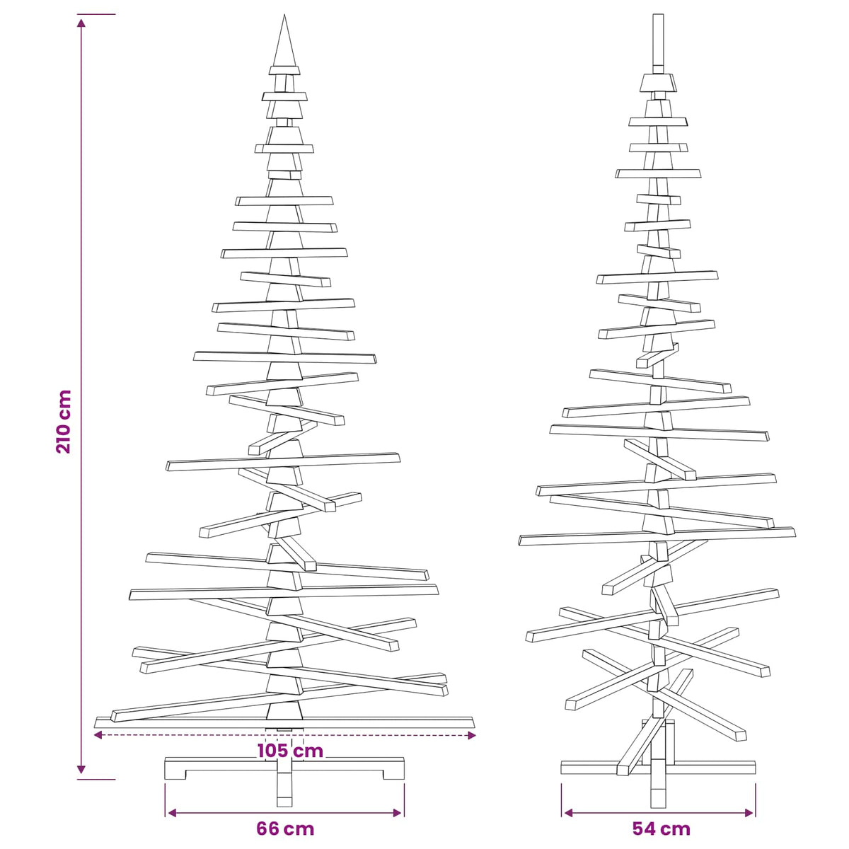 Wooden Christmas Tree KOTKA 210 cm Solid Pine Wood