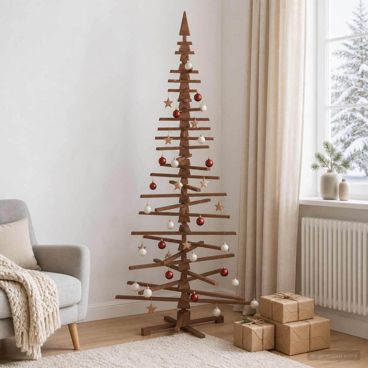 Wooden Christmas Tree KOTKA 240 cm Solid Pine Wood