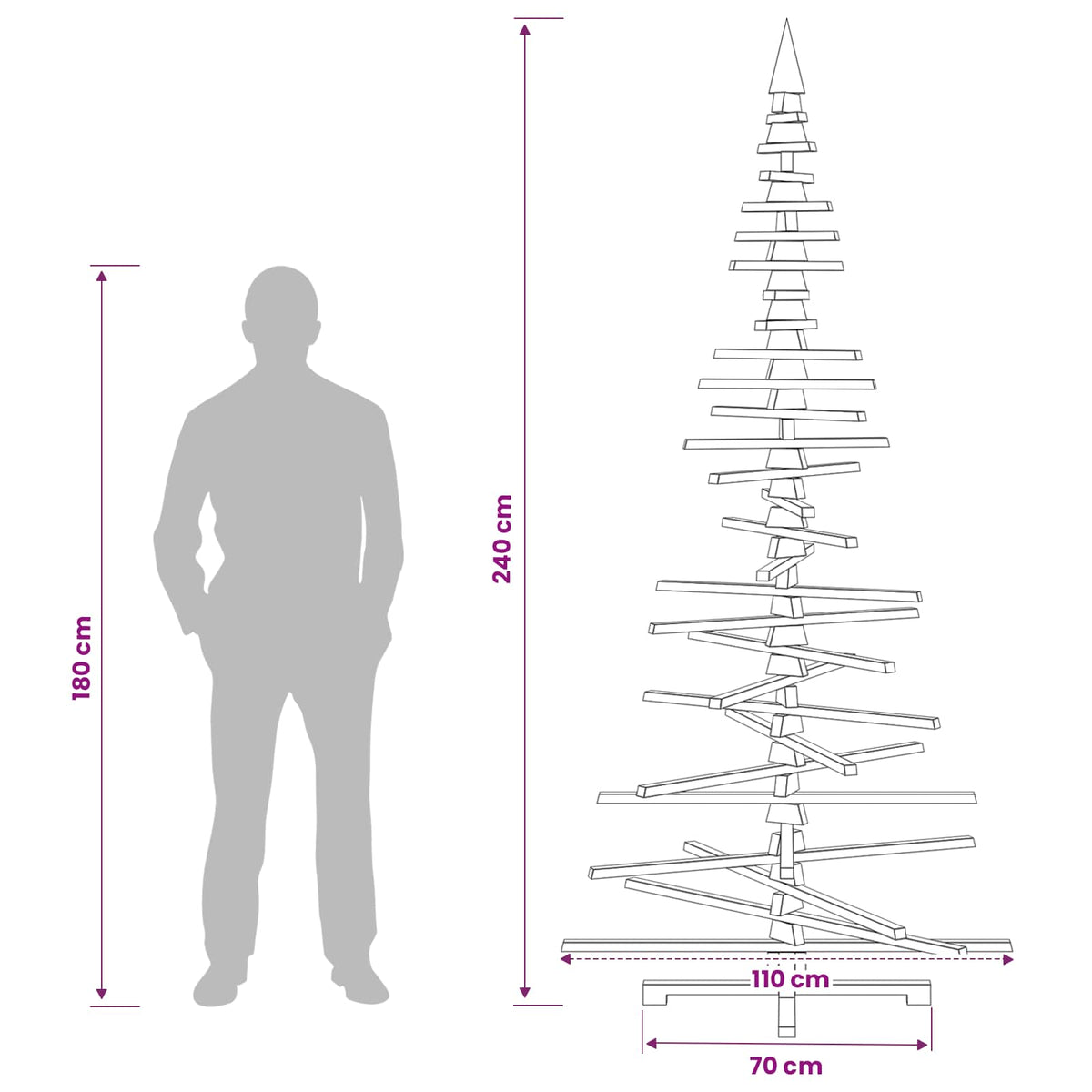 Wooden Christmas Tree KOTKA 240 cm Solid Pine Wood