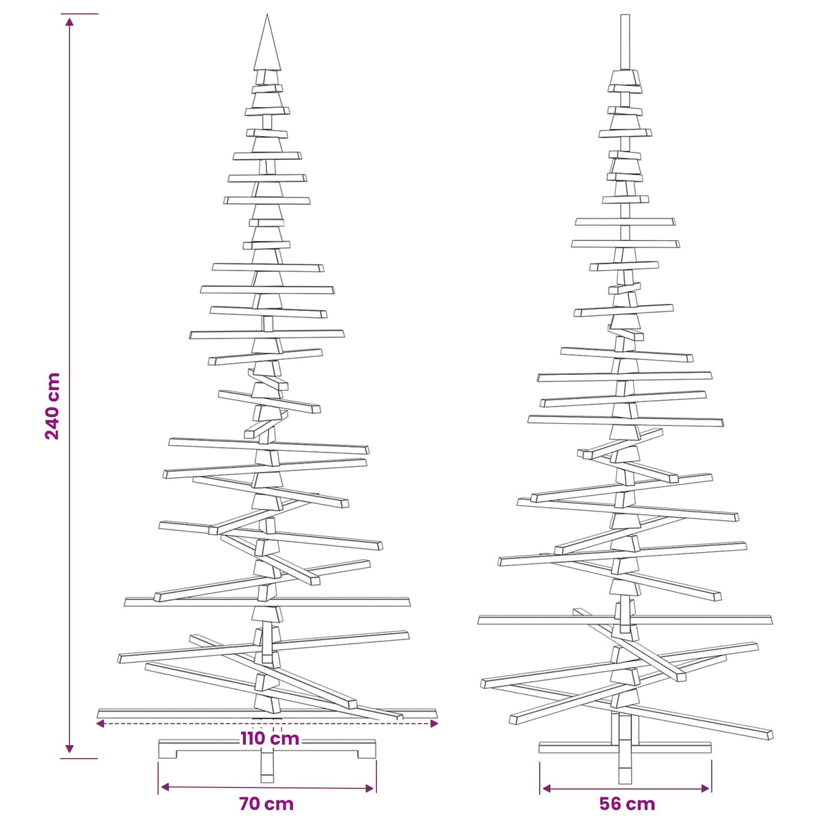 Wooden Christmas Tree KOTKA 240 cm Solid Pine Wood