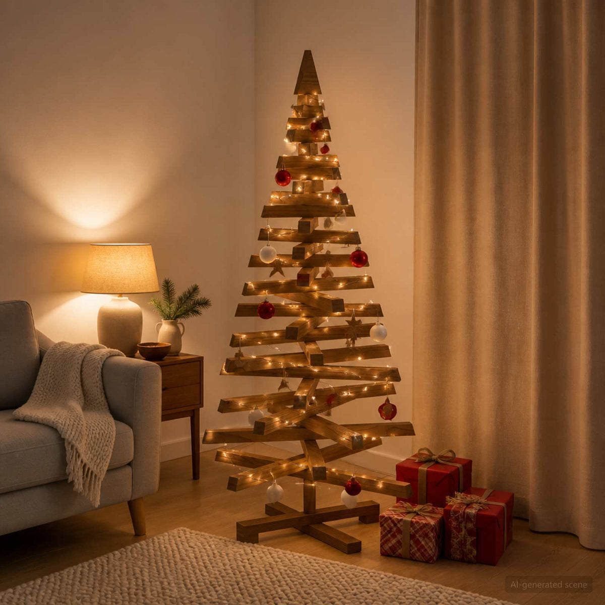 Wooden Christmas Tree KOTKA 120 cm Solid Pine Wood