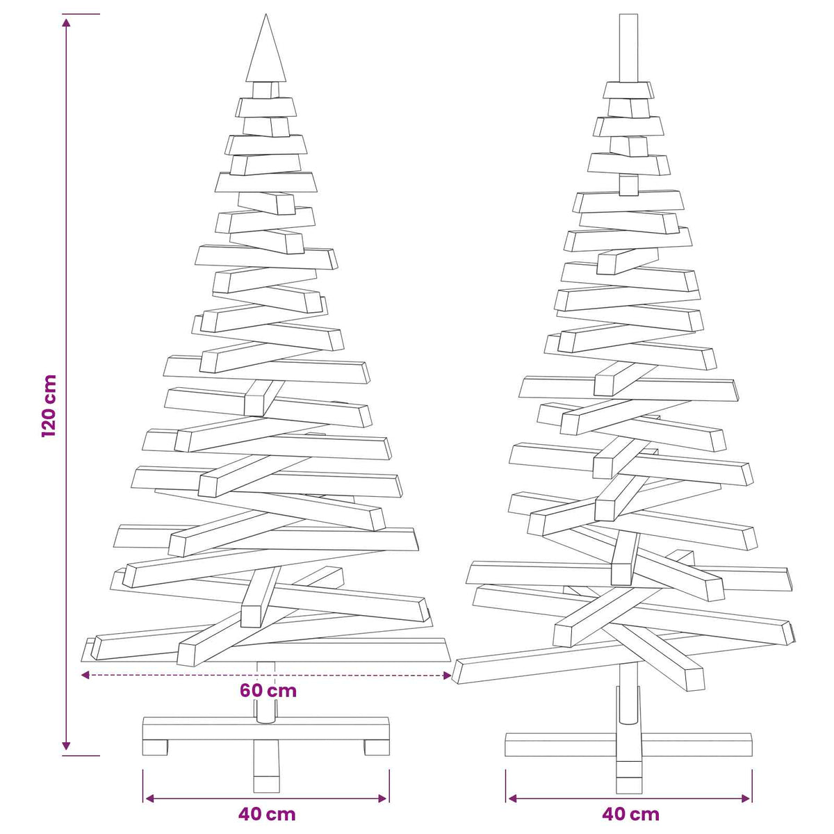 Wooden Christmas Tree KOTKA 120 cm Solid Pine Wood