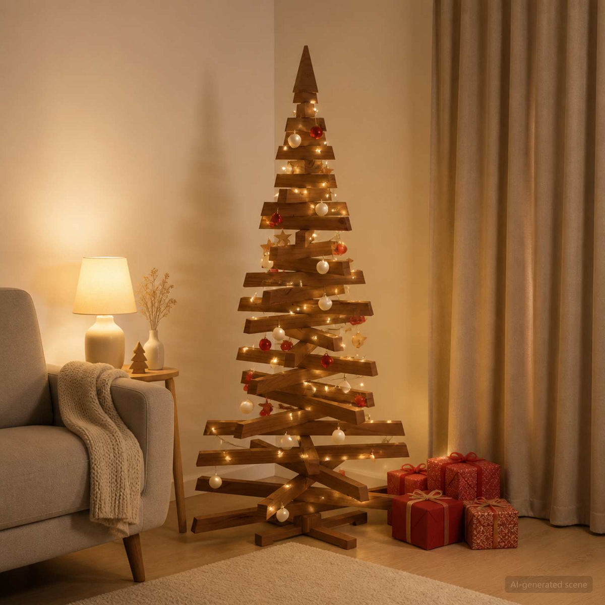 Wooden Christmas Tree KOTKA 150 cm Solid Pine Wood