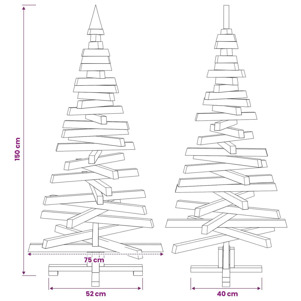 Wooden Christmas Tree KOTKA 150 cm Solid Pine Wood