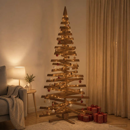 Wooden Christmas Tree KOTKA 210 cm Solid Pine Wood