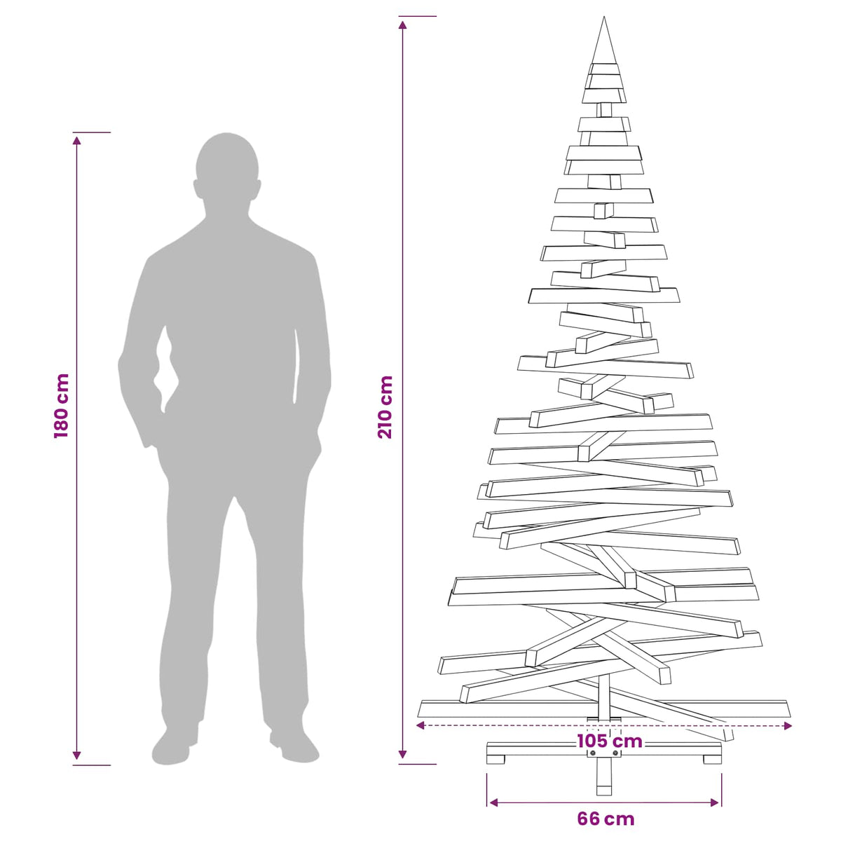 Wooden Christmas Tree KOTKA 210 cm Solid Pine Wood