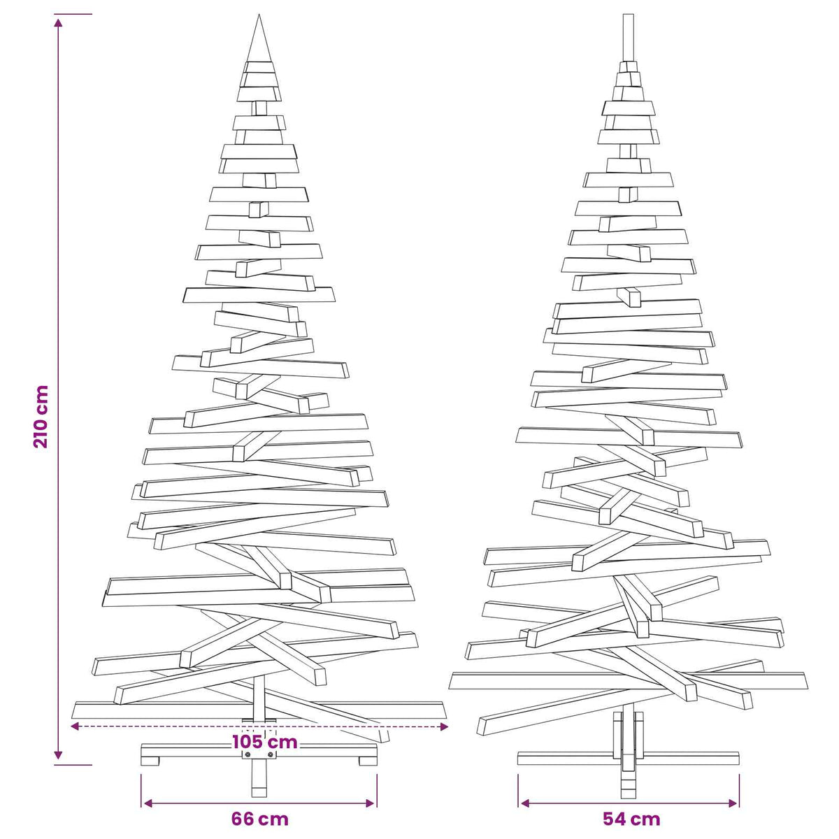 Wooden Christmas Tree KOTKA 210 cm Solid Pine Wood