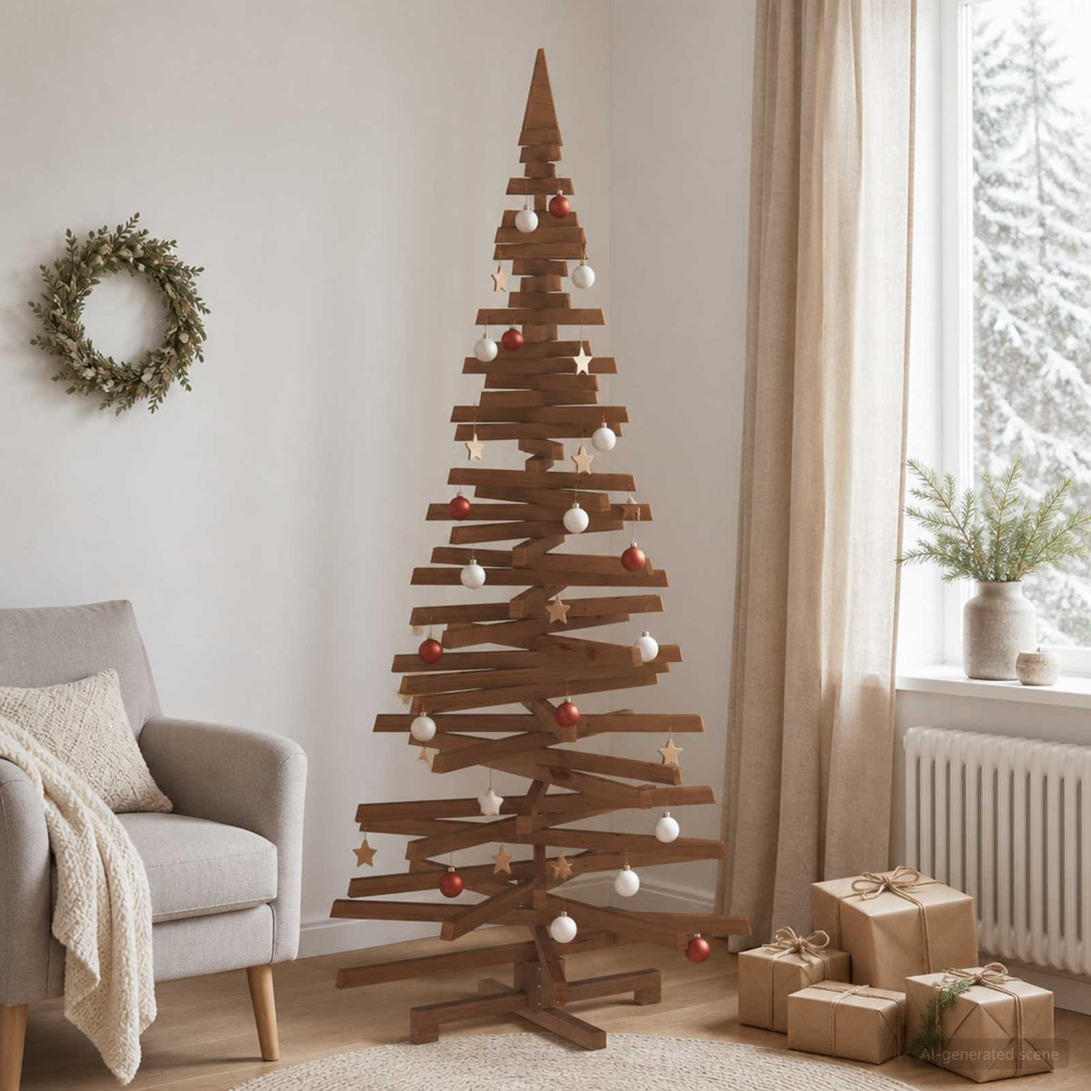 Wooden Christmas Tree KOTKA 240 cm Solid Pine Wood