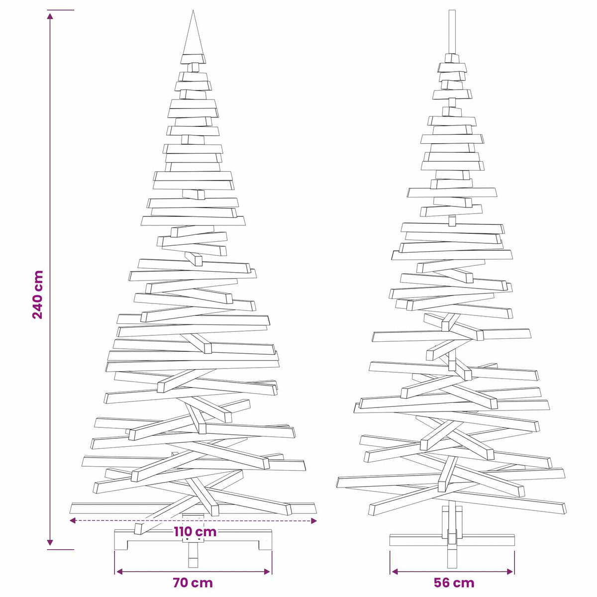 Wooden Christmas Tree KOTKA 240 cm Solid Pine Wood
