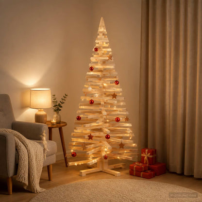 Wooden Christmas Tree KOTKA 150 cm Solid Pine Wood Natural