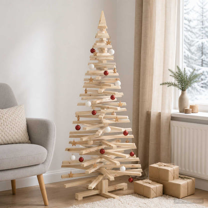 Wooden Christmas Tree KOTKA 150 cm Solid Pine Wood Natural
