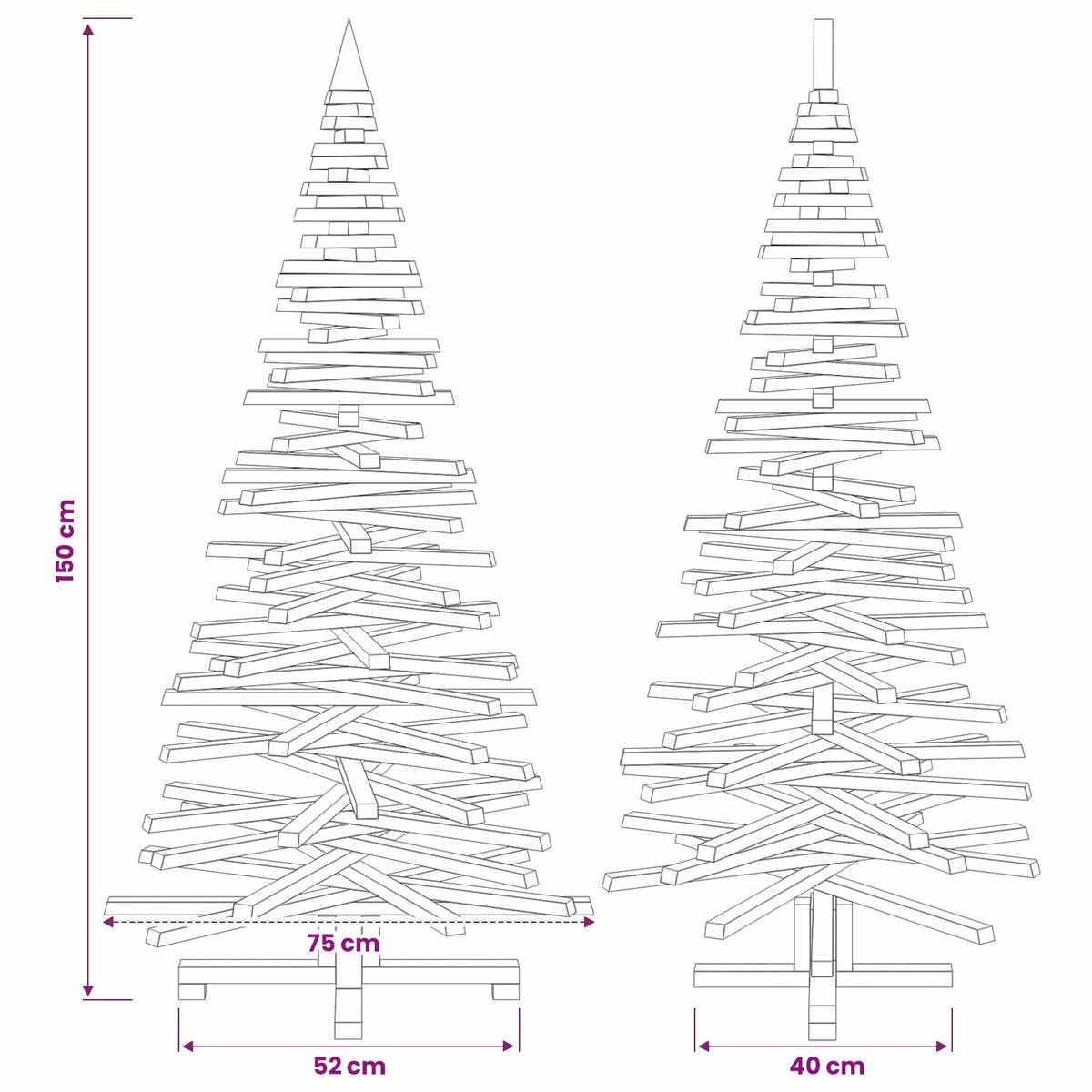 Wooden Christmas Tree KOTKA 150 cm Solid Pine Wood Natural