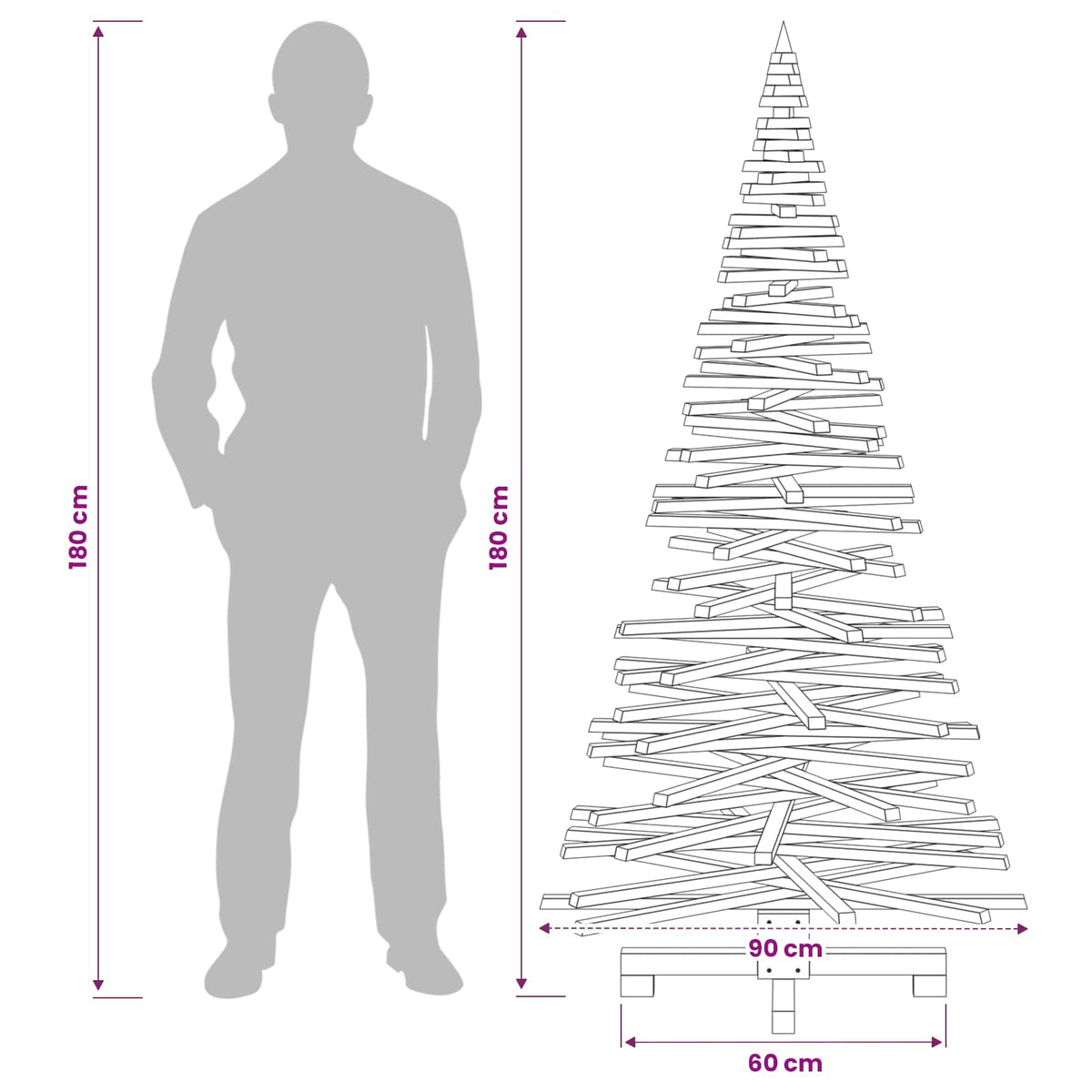 Wooden Christmas Tree KOTKA 180 cm Solid Pine Wood Natural
