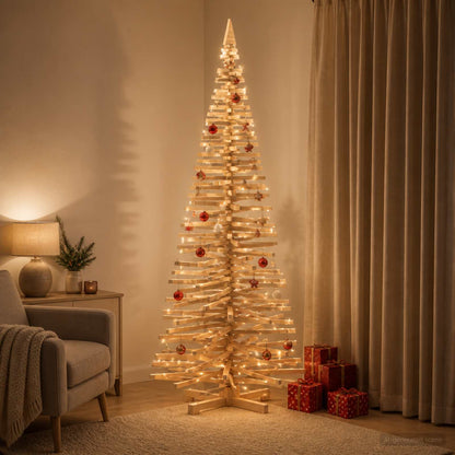 Wooden Christmas Tree KOTKA 240 cm Solid Pine Wood Natural