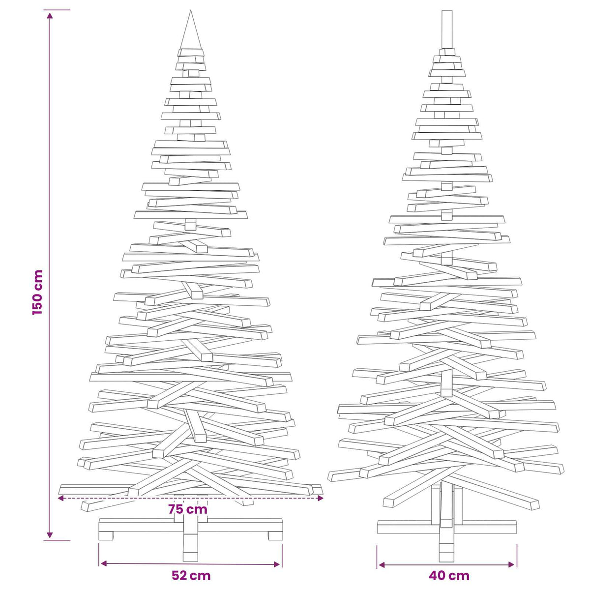 Wooden Christmas Tree KOTKA 150 cm Solid Pine Wood Brown Finish
