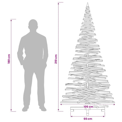 Wooden Christmas Tree KOTKA 210 cm Solid Pine Wood Brown Finish
