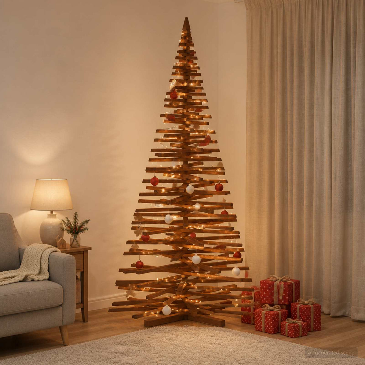 Wooden Christmas Tree KOTKA 210 cm Solid Pine Wood