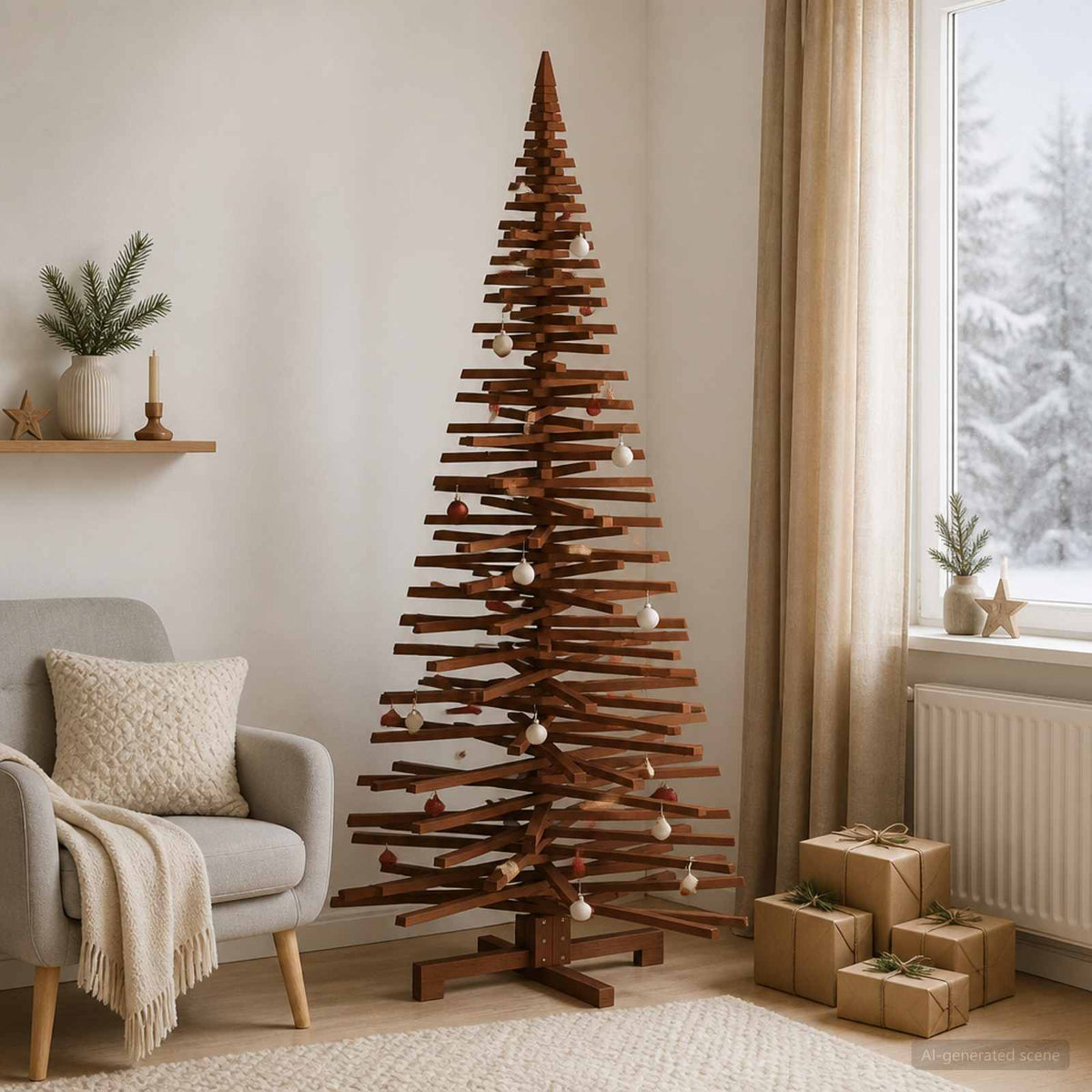 Wooden Christmas Tree KOTKA 210 cm Solid Pine Wood