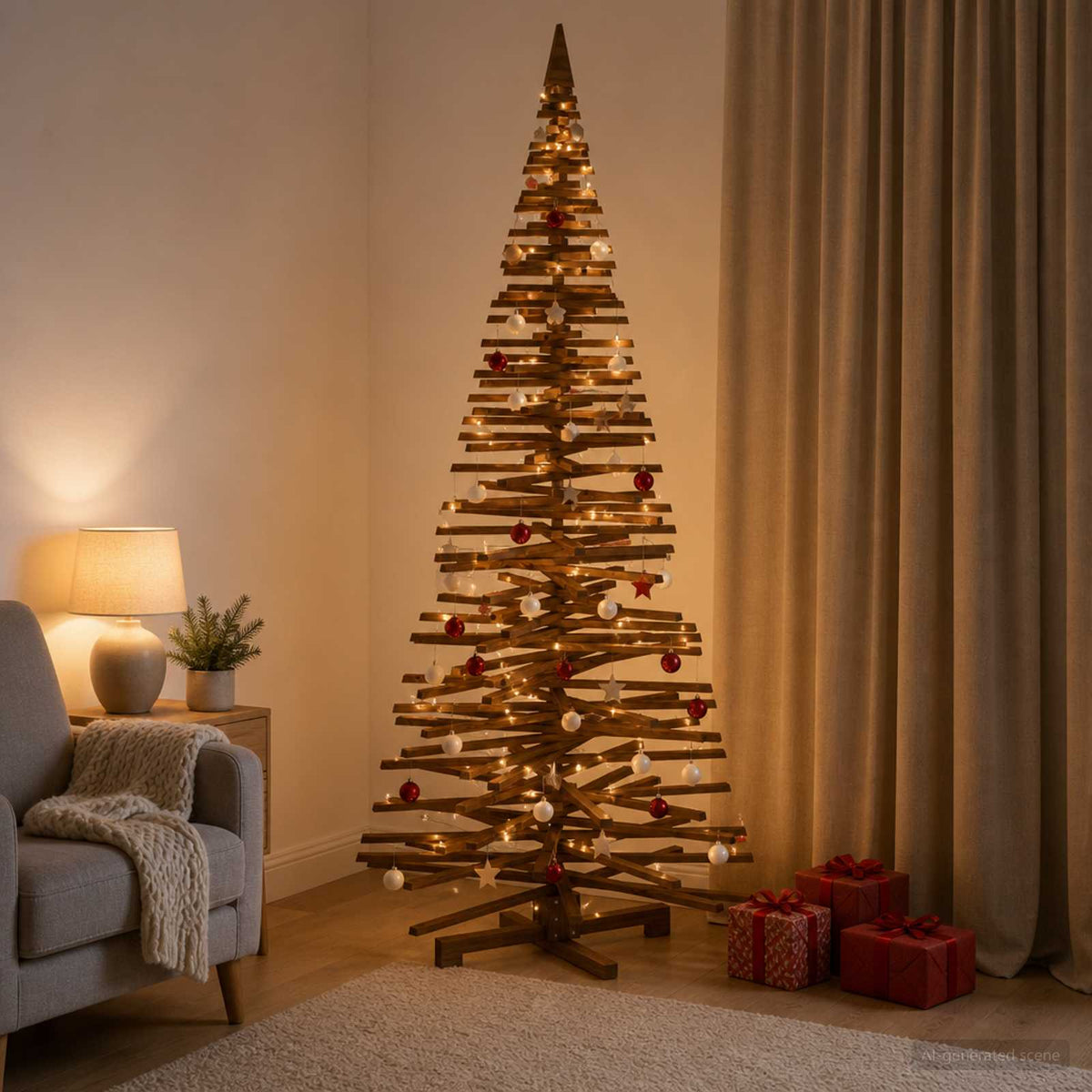 Wooden Christmas Tree KOTKA 240 cm Solid Pine Wood