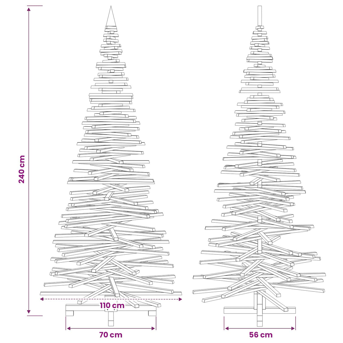 Wooden Christmas Tree KOTKA 240 cm Solid Pine Wood