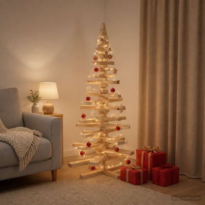 Wooden Christmas Tree KOTKA 120 cm Solid Pine Wood Natural